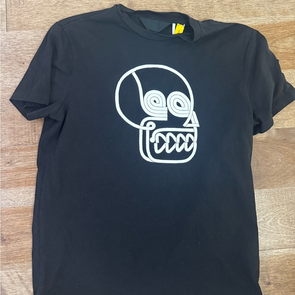 Moncler Black Tee with White Skull Design